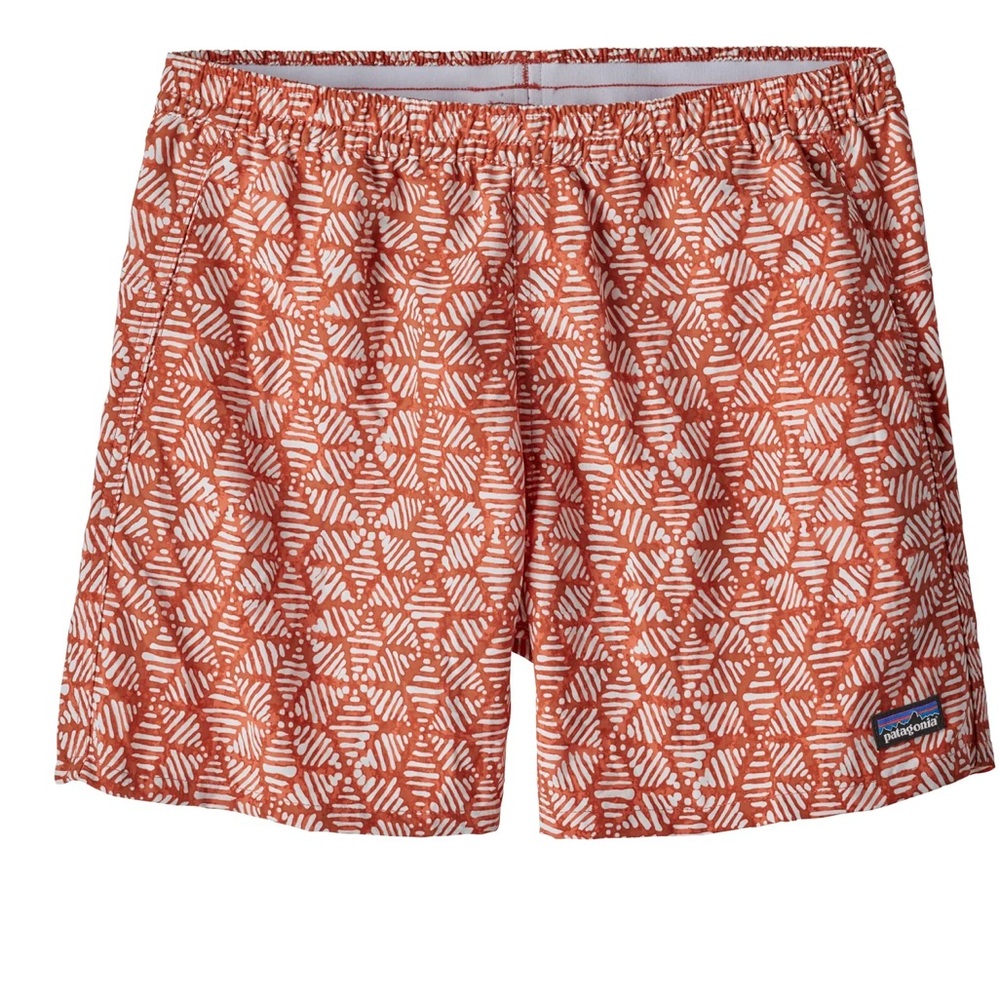 Patagonia Orange and White Athletic Shorts Baggies Quick-Dry Elastic Waist